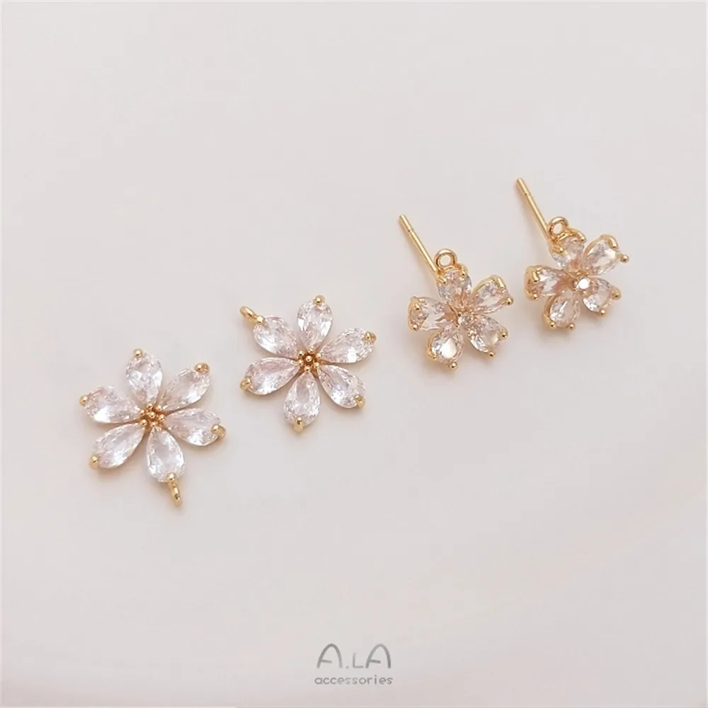 14K Gold Filled Plated Zircon flower pendant with flower strap hanging 925 silver pin earrings diy jewelry accessories
14K Gold Filled Plated Zircon flower pendant with flower strap hanging 925 silver pin earrings diy jewelry accessories