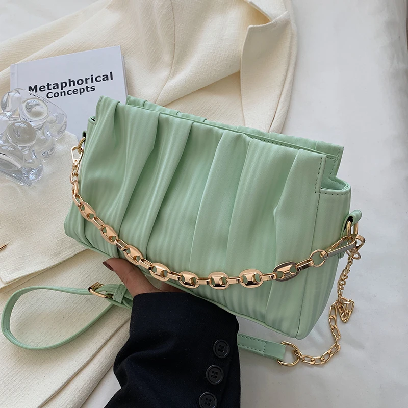 Fashion PU Leather Small Armpit Shoulder Bags with Pleats for Women 2022 Summer Chain Handbag and Purses Folds Crossbody Bag
Fashion PU Leather Small Armpit Shoulder Bags with Pleats for Women 2022 Summer Chain Handbag and Purses Folds Crossbody Bag