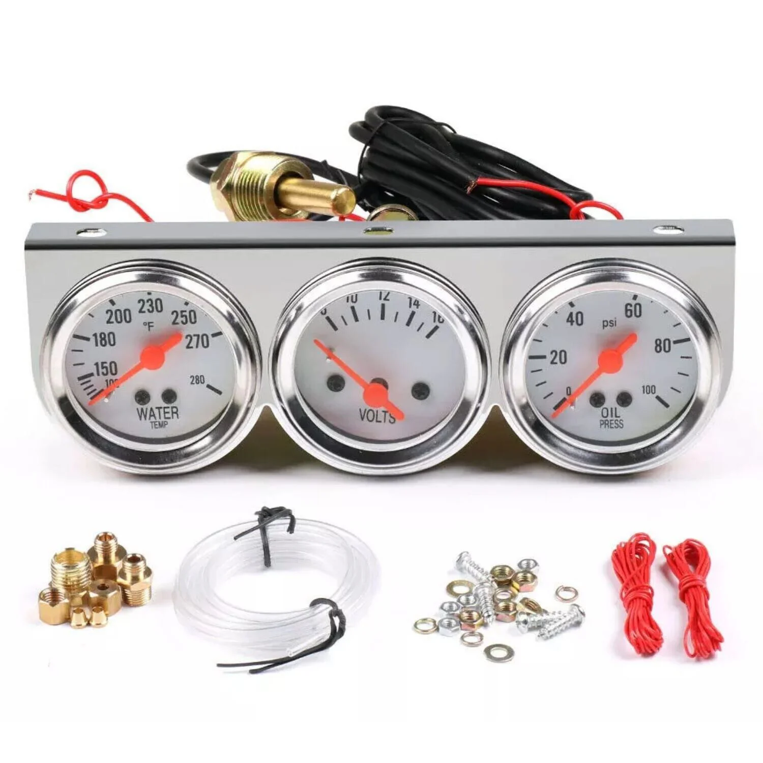 2'' 52mm Auto Car Oil Pressure Water Temp Volt Meter Gauge With Sensor Triple Gauge Set Mechanical Chrome Panel White Face
2'' 52mm Auto Car Oil Pressure Water Temp Volt Meter Gauge With Sensor Triple Gauge Set Mechanical Chrome Panel White Face
