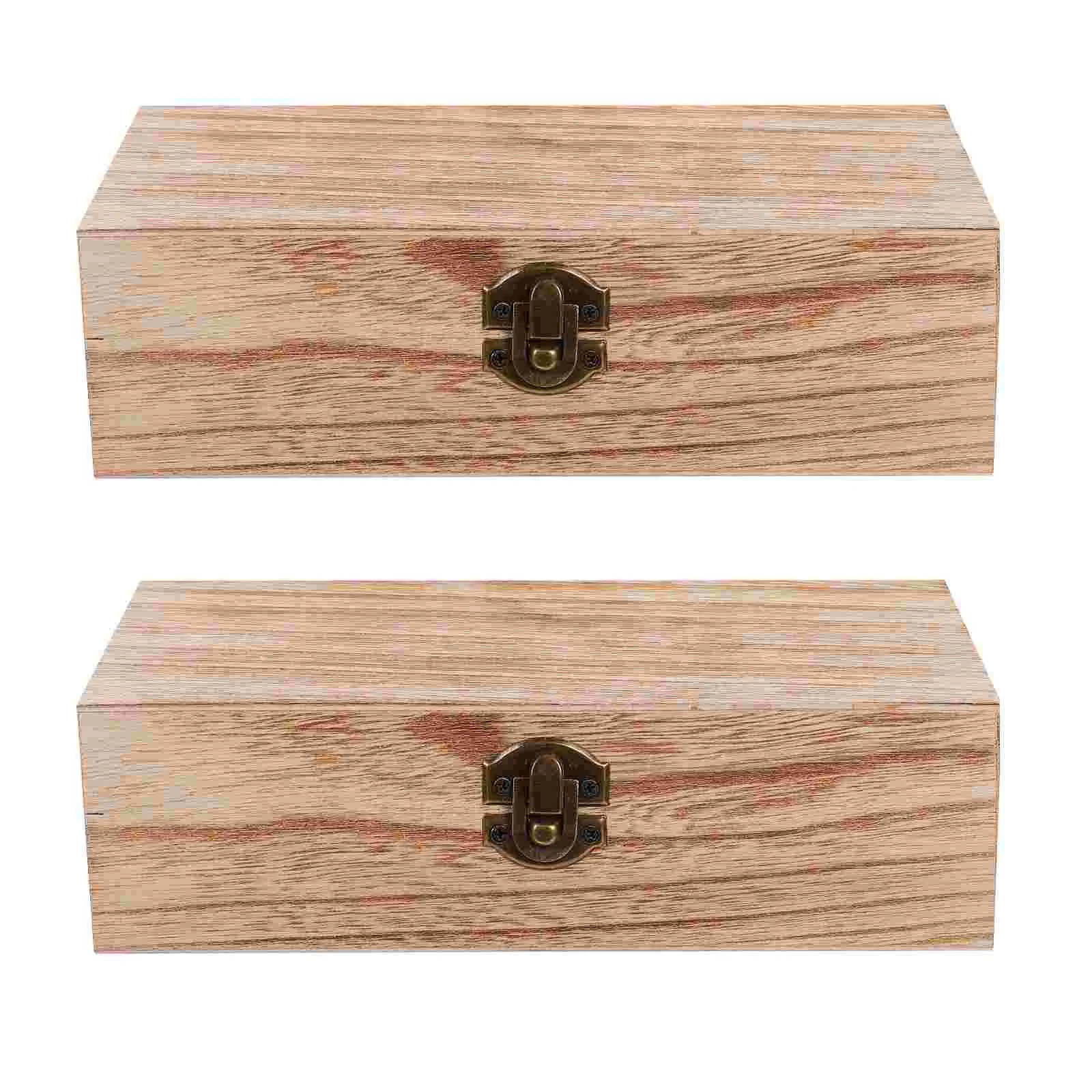 

Деревянная коробка для поделок, 2 шт., коробка из необработанного дерева, коробка для хранения натуральных поделок «сделай сам»