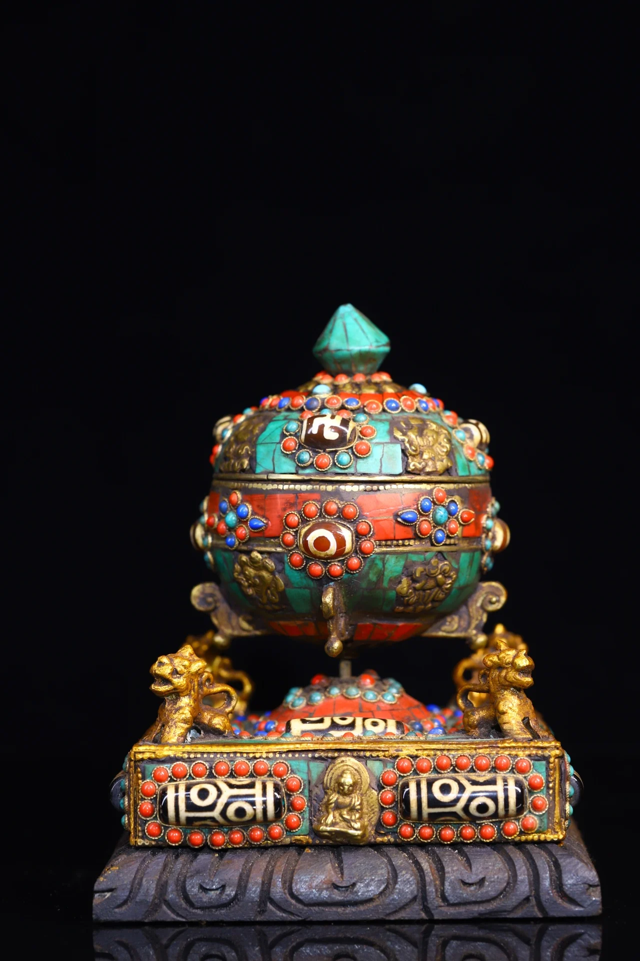 7"Tibet Temple Collection Old Bronze mosaic Gem Dzi Bead turquoise Prayer wheel stupa Chanting Amulet Dharma Town House Exorcism
7"Tibet Temple Collection Old Bronze mosaic Gem Dzi Bead turquoise Prayer wheel stupa Chanting Amulet Dharma Town House Exorcism