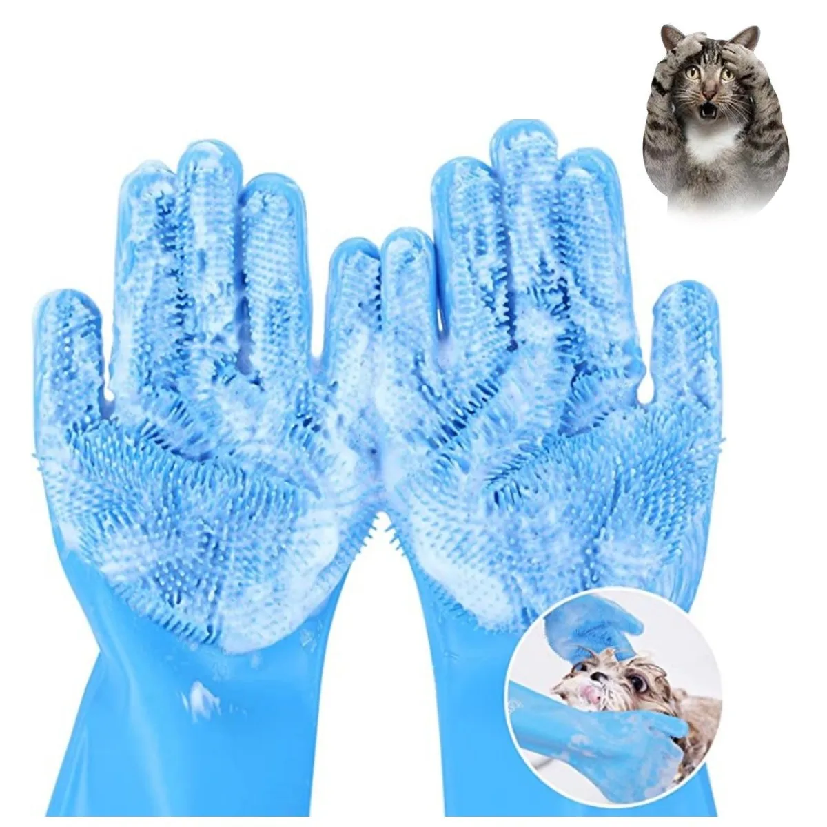 

Перчатки для домашних животных, термостойкие перчатки для купания кошек с высокой плотностью, силиконовые перчатки для массажа собак и удаления волос