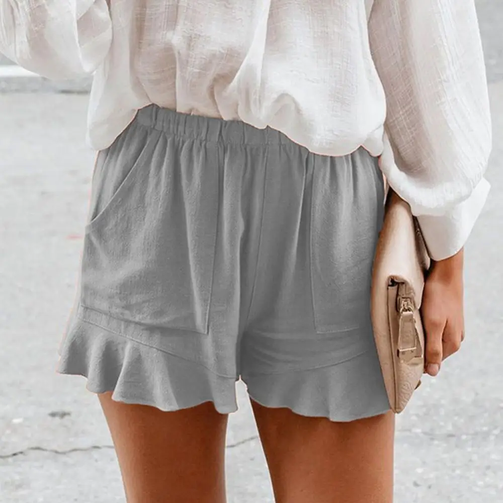 Shorts Solid Color Casual Women Elastic Loose Pant Waist Hot Pants Ruffled Hem short femme pantalones cortos шорты женский
Shorts Solid Color Casual Women Elastic Loose Pant Waist Hot Pants Ruffled Hem short femme pantalones cortos шорты женский