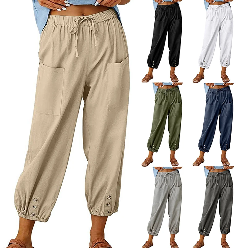 New Women Harajuku Cotton Linen Harem Pants Summer Loose Solid Color Women Wide Leg Pants Plus Size Capri Women's Pocket Trouser
New Women Harajuku Cotton Linen Harem Pants Summer Loose Solid Color Women Wide Leg Pants Plus Size Capri Women's Pocket Trouser