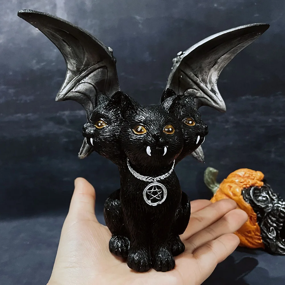 Dark 3 Heads Cat with Bat Wings Statues for Halloween Decoration Black Cat Ornaments for Home Sculptures & Figurines Decoration
Dark 3 Heads Cat with Bat Wings Statues for Halloween Decoration Black Cat Ornaments for Home Sculptures & Figurines Decoration