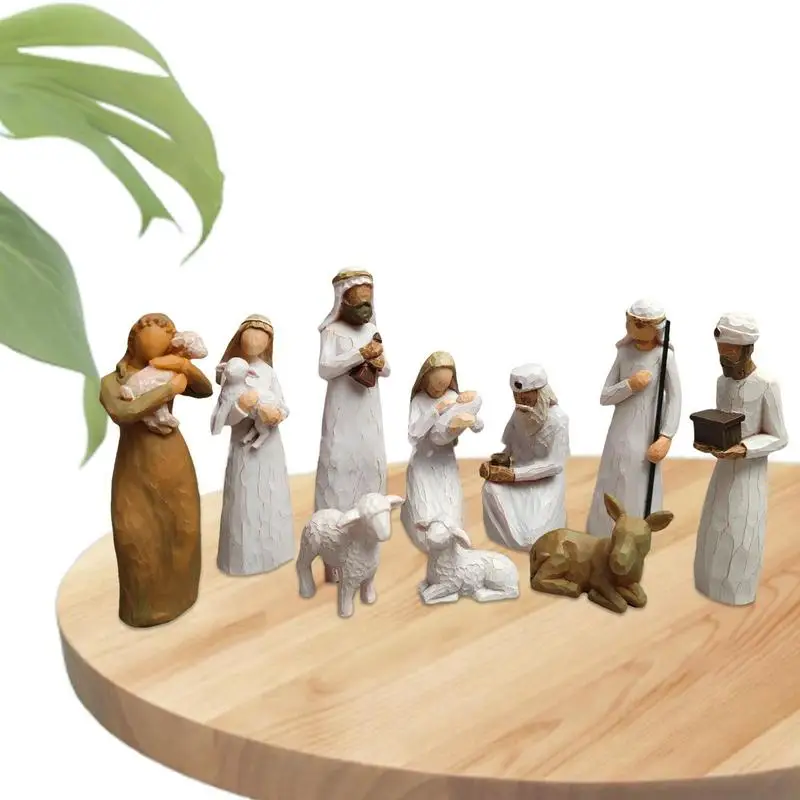 10pcs Nativity Figures Statue Set Baby Jesus Manger Resin Ornament Craft Decration Hand Painted Decor Xmas Church Holiday Gifts
10pcs Nativity Figures Statue Set Baby Jesus Manger Resin Ornament Craft Decration Hand Painted Decor Xmas Church Holiday Gifts