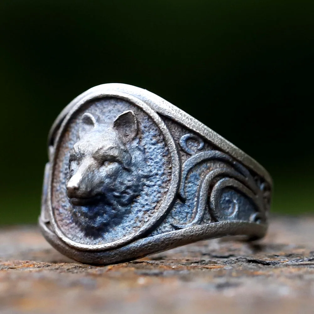 

2023 NEW Men's 316L stainless steel rings Viking Craved Embossed Wolf Head RING for teens 3D Animal Jewelry Gift free shipping