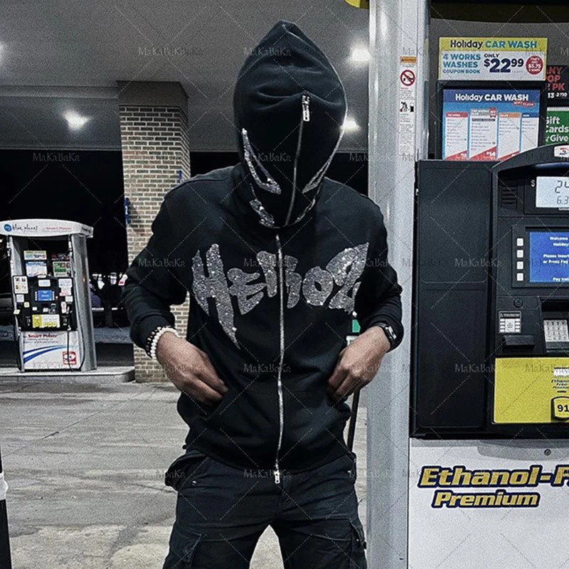 graphics Men's Demon Harajuku Hooded Rhinestone Oversized hoodie emo Grunge Y2K Goth zip hoodies Sweatshirt Men's clothes 
graphics Men's Demon Harajuku Hooded Rhinestone Oversized hoodie emo Grunge Y2K Goth zip hoodies Sweatshirt Men's clothes