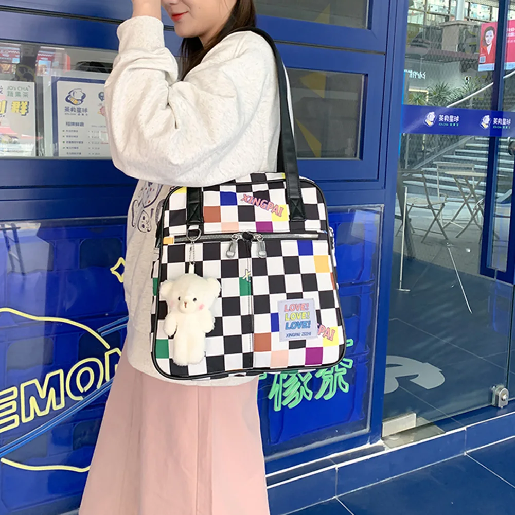 Fashion Women Nylon Checkerboard Pattern Handbag Preppy Style Casual Multi-pocket Zipper Shoulder Bag
Fashion Women Nylon Checkerboard Pattern Handbag Preppy Style Casual Multi-pocket Zipper Shoulder Bag