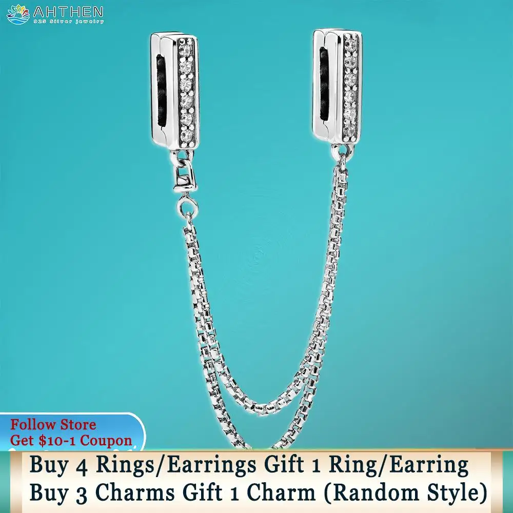 Ahthen 925 Sterling Silver Sparkling Safety Chain Clip Charm fit Original Pandora Bracelets for Women Jewelry Making Girl Gift
Ahthen 925 Sterling Silver Sparkling Safety Chain Clip Charm fit Original Pandora Bracelets for Women Jewelry Making Girl Gift