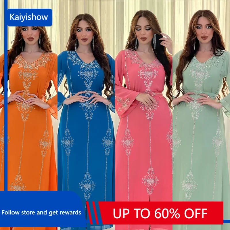 Orange Blue Pink Green Polyester Muslim Abaya for Women Summer Elegant Muslim Women Long Sleeve V-neck Polyester Long Abaya
Orange Blue Pink Green Polyester Muslim Abaya for Women Summer Elegant Muslim Women Long Sleeve V-neck Polyester Long Abaya