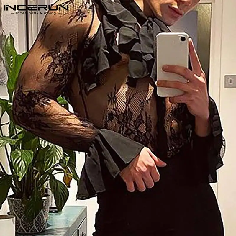 INCERUN Men Shirt Mesh Patchwork 2022 Lace Up Ruffle See Through Sexy Long Sleeve Casual Men Clothing Party Nightclub Camisas
INCERUN Men Shirt Mesh Patchwork 2022 Lace Up Ruffle See Through Sexy Long Sleeve Casual Men Clothing Party Nightclub Camisas