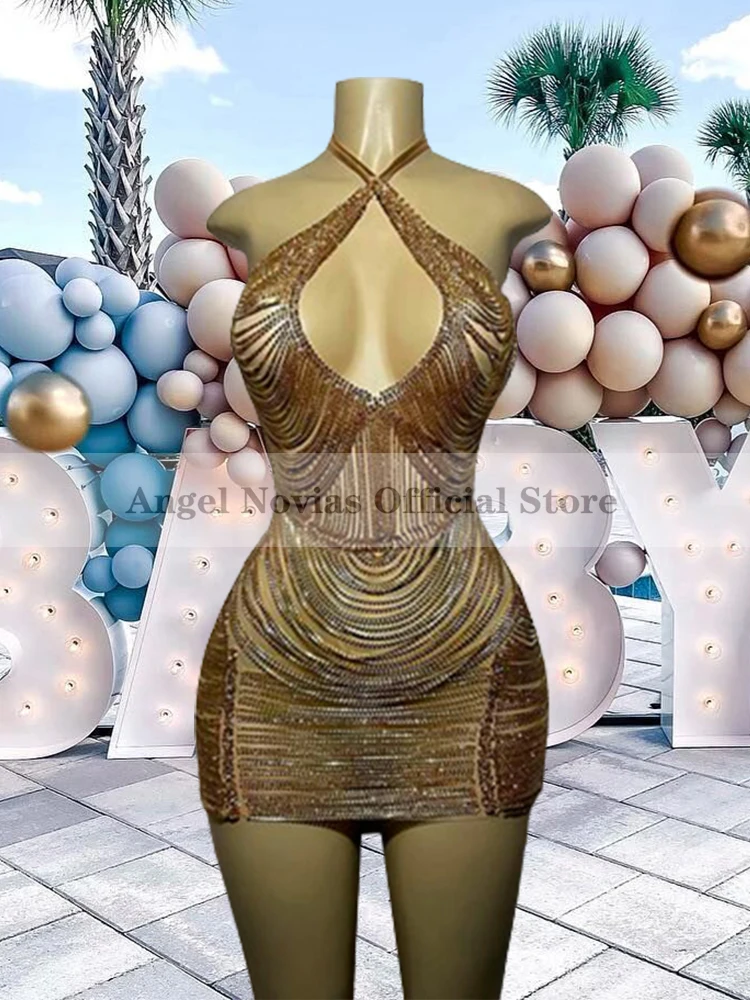 Luxury Sexy Gold Beaded Crystals Party Dress 2023 Halter Neckline African Black Girls Short Mini Prom Dresses For Birthday Dress
Luxury Sexy Gold Beaded Crystals Party Dress 2023 Halter Neckline African Black Girls Short Mini Prom Dresses For Birthday Dress