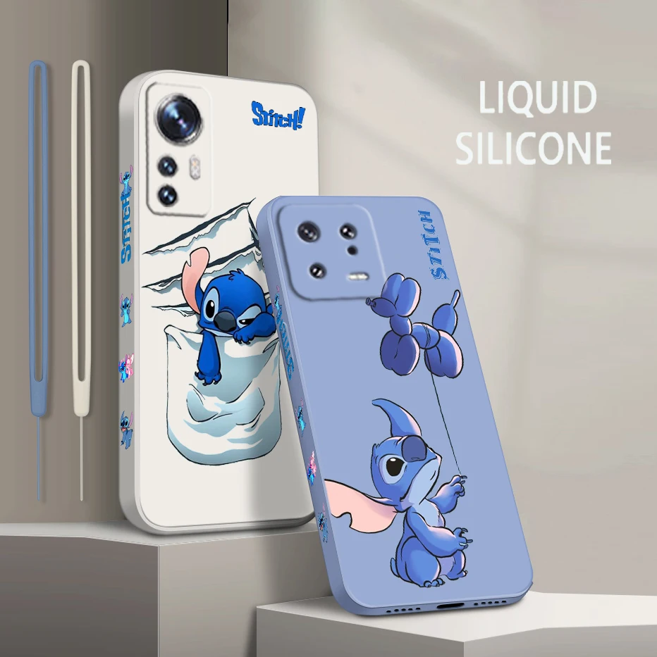 

Anime Stitch Cute For Xiaomi Mi 13 12 12T 11 11T 10 10T 9 9SE Lite Pro Ultra A3 Liquid Left Rope Soft Phone Case Coque Capa