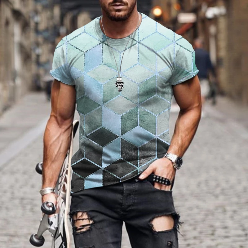 Summer Men's Fashion Personality Casual Casual Style 3D Printed Diamond Adjacent Color Short Sleeve T-Shirt Top
Summer Men's Fashion Personality Casual Casual Style 3D Printed Diamond Adjacent Color Short Sleeve T-Shirt Top