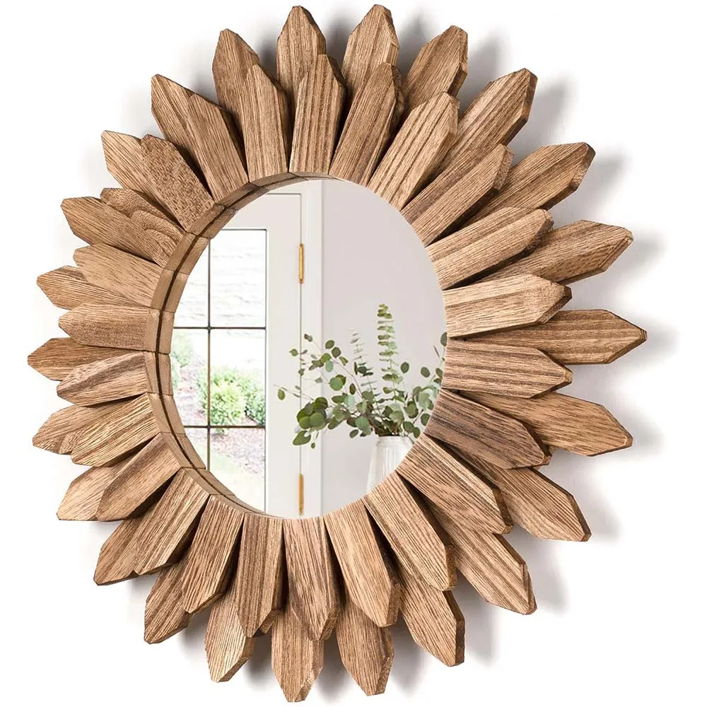 Wall Mirror Decorative 12 inch Rustic Wood Mirror Sunburst Boho Mirror for Entryway Bedroom Living Room Carbonized
Wall Mirror Decorative 12 inch Rustic Wood Mirror Sunburst Boho Mirror for Entryway Bedroom Living Room Carbonized