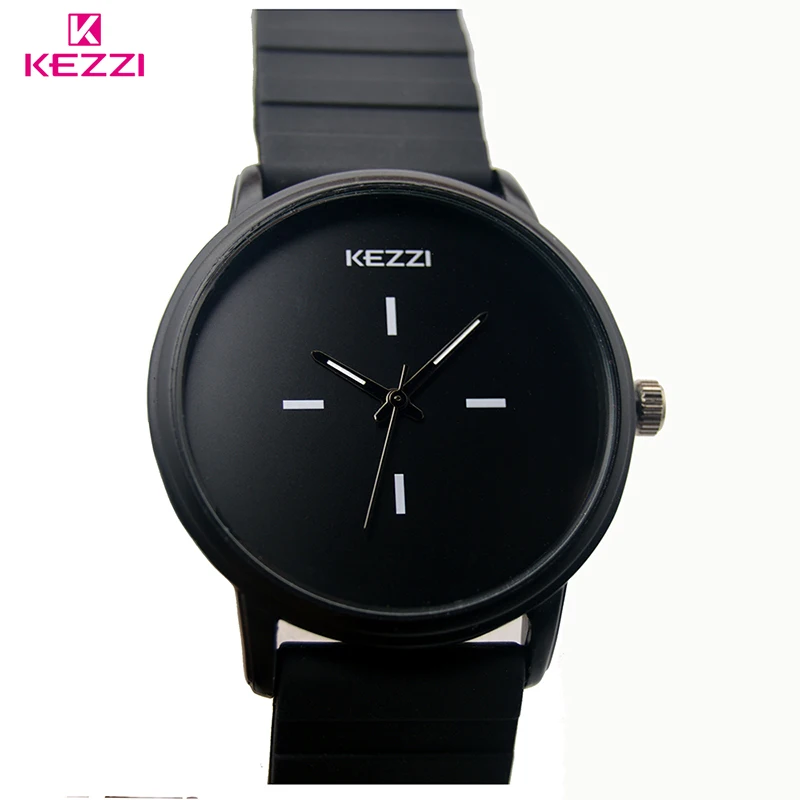 

Kezzi Brand Classic Black White Silicone Watches Women Big Dial Sport Quartz Watch Ladies Unisex Watch Clock Relojer NO.2