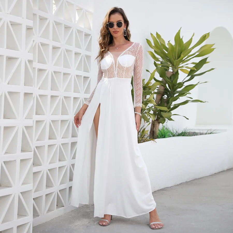 Communion Dress 2022 New Elegant Simple Slim V Neck Satin Hollow Out Vintage Lace Sleeve Sweep Train Wedding Gown White Dress
Communion Dress 2022 New Elegant Simple Slim V Neck Satin Hollow Out Vintage Lace Sleeve Sweep Train Wedding Gown White Dress
