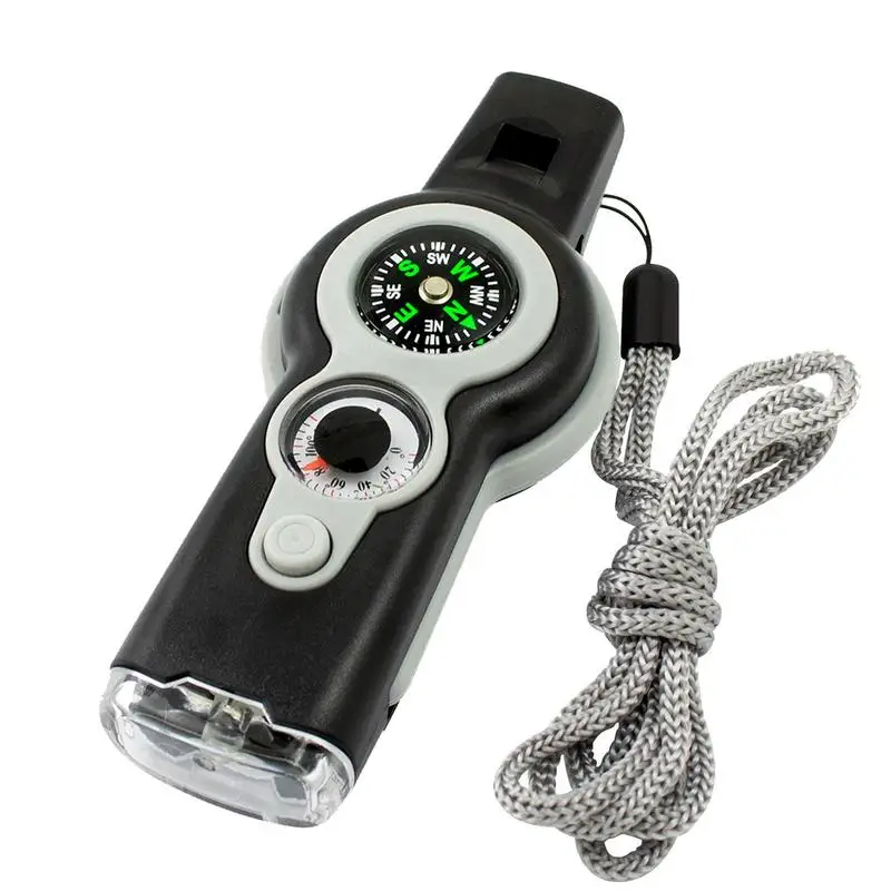 

Camping Whistle With Compass 7-In-1 Loud Survival Whistle Emergent Signal Mirror Compass Hiking Survival Whistle With Compass