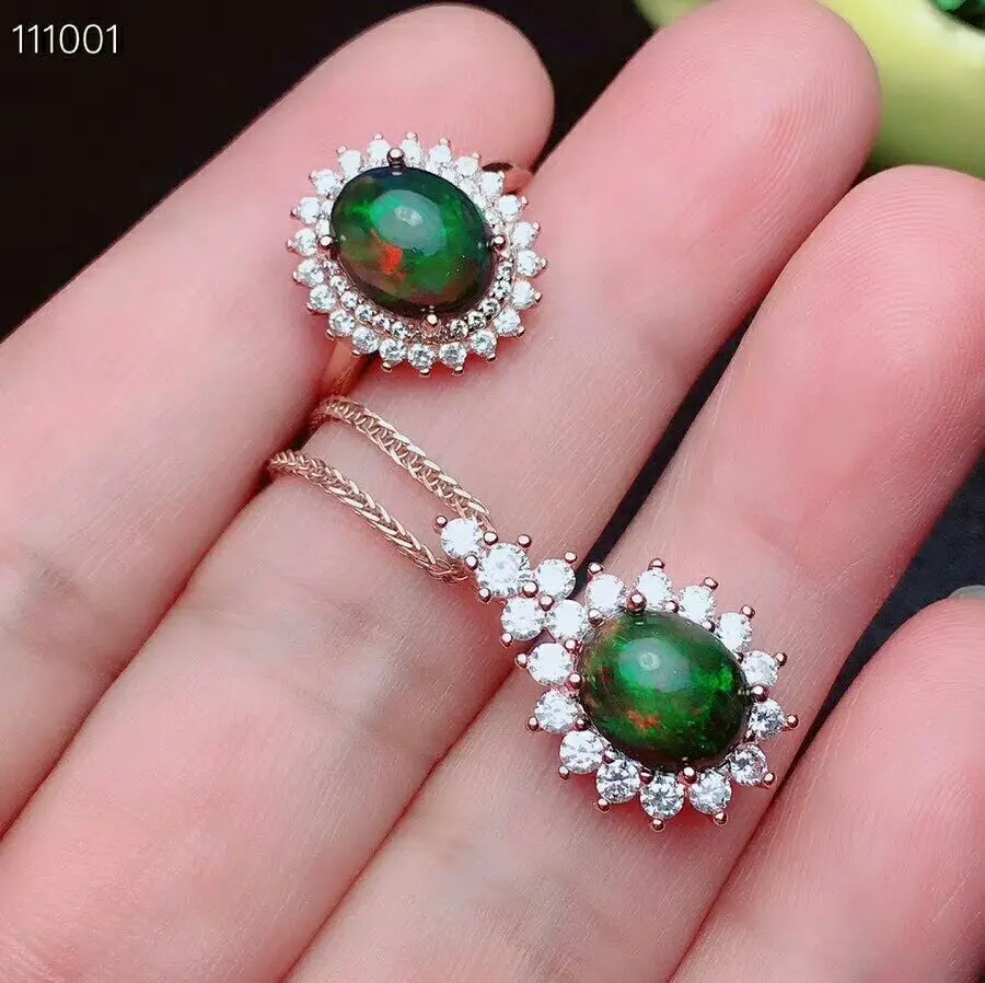 MeiBaPJ Natural Black Opal Gemstone Sunflower Ring Necklace 2-pieces Suit for Women Real 925 Sterling Silver Fine Jewelry Set
MeiBaPJ Natural Black Opal Gemstone Sunflower Ring Necklace 2-pieces Suit for Women Real 925 Sterling Silver Fine Jewelry Set