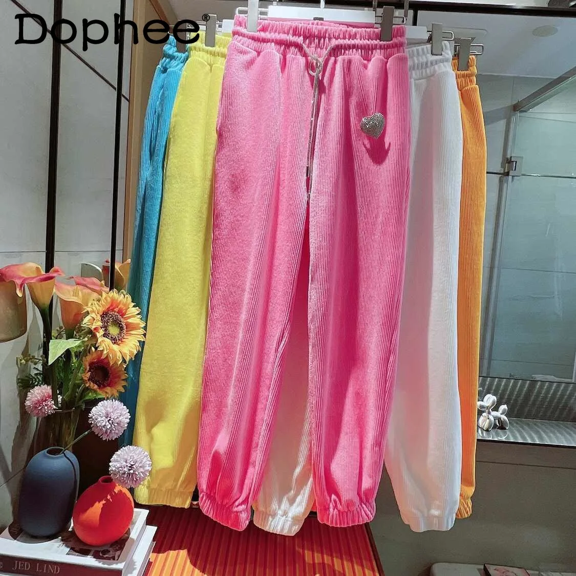 2022 Autumn Winter New Fashion Sweatpants Candy Color All-Matching Corduroy Diamond Drawstring Fleece Thick Harem Casual Pants
2022 Autumn Winter New Fashion Sweatpants Candy Color All-Matching Corduroy Diamond Drawstring Fleece Thick Harem Casual Pants