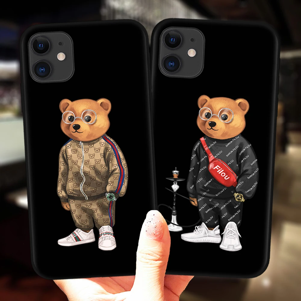 For iPhone 11 12 13 Pro Max Mini 7 8 Plus X XS XR 6 6S 5S SE 2020 Black Case Cute Bear Fashion Brand Protective Silicone Cover
For iPhone 11 12 13 Pro Max Mini 7 8 Plus X XS XR 6 6S 5S SE 2020 Black Case Cute Bear Fashion Brand Protective Silicone Cover