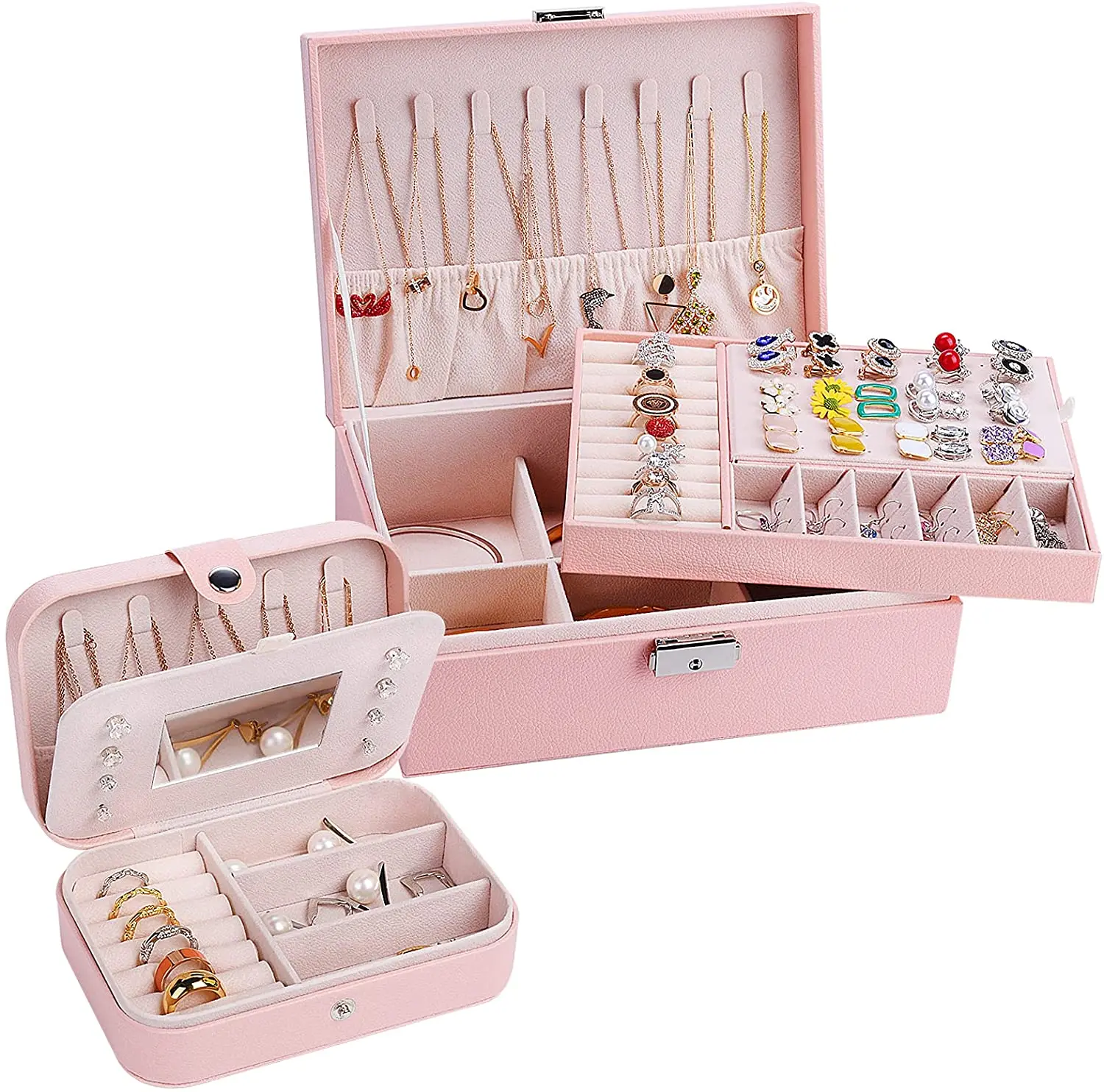2-pack Jewelry Organizer Box 2 Layer Jewelry Case Large PU Leather Jewelry Boxes for Women Girls Comes
2-pack Jewelry Organizer Box 2 Layer Jewelry Case Large PU Leather Jewelry Boxes for Women Girls Comes