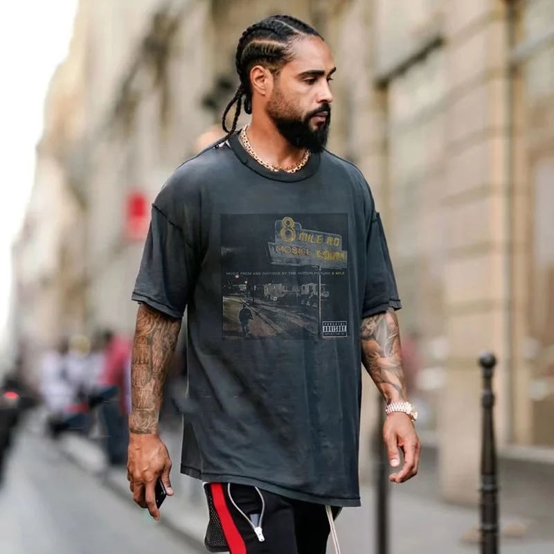 Футболка хлопковая в винтажном стиле с принтом 8 миль, новинка весны и лета Eminem
Футболка хлопковая в винтажном стиле с принтом 8 миль, новинка весны и лета Eminem