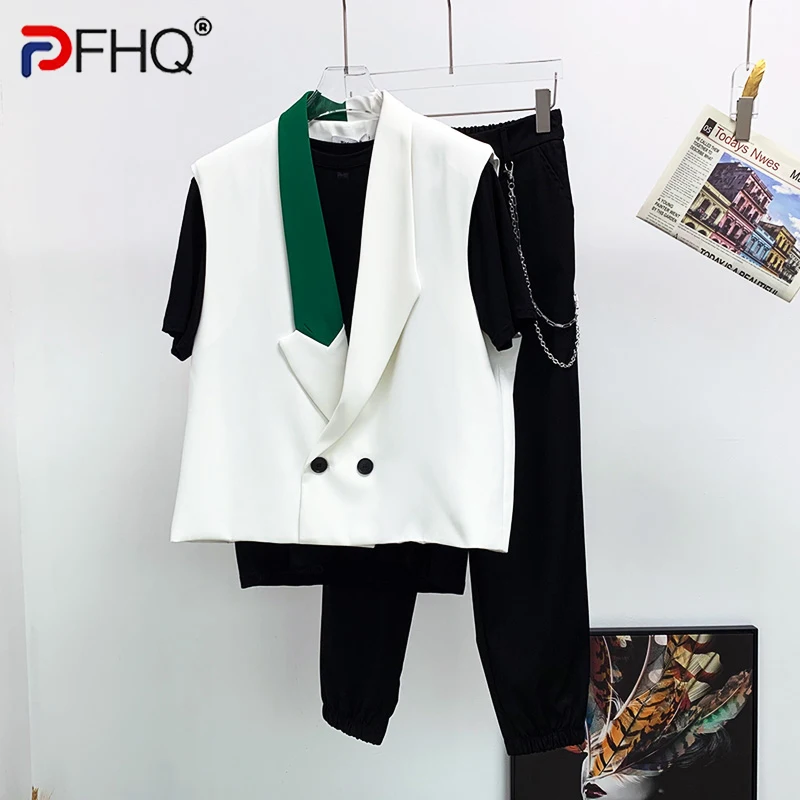 PFHQ Autumn Men's Trendy Patchwork Double Breasted Suit Collar Short Vest Niche Design Versatile High Qualilty Trousers 21Z1248 
PFHQ Autumn Men's Trendy Patchwork Double Breasted Suit Collar Short Vest Niche Design Versatile High Qualilty Trousers 21Z1248