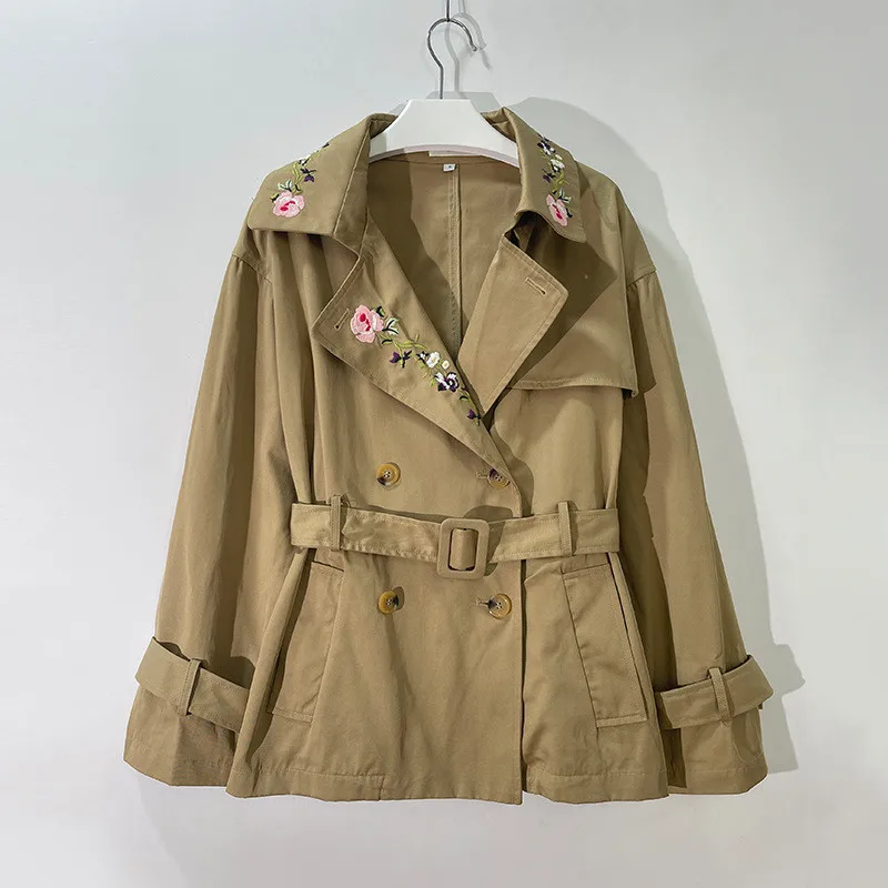 Fashion Short Trench Coat Female Spring Autumn 2023 New Temperament Waist Embroidery Flower Windbreaker Women Outerwear G2476
Fashion Short Trench Coat Female Spring Autumn 2023 New Temperament Waist Embroidery Flower Windbreaker Women Outerwear G2476