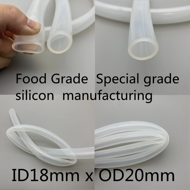 

18x20 Silicone Tubing ID 18mm OD 20mm Food Grade Flexible Drink Tubing Pipe Temperature Resistance Nontoxic Transparent