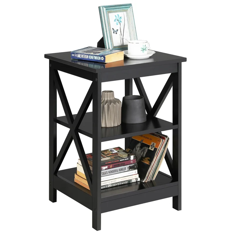 3 Tier X Design Wooden Nightstand End Table Sofa Side Table for Bedroom Living Room, Black
3 Tier X Design Wooden Nightstand End Table Sofa Side Table for Bedroom Living Room, Black
