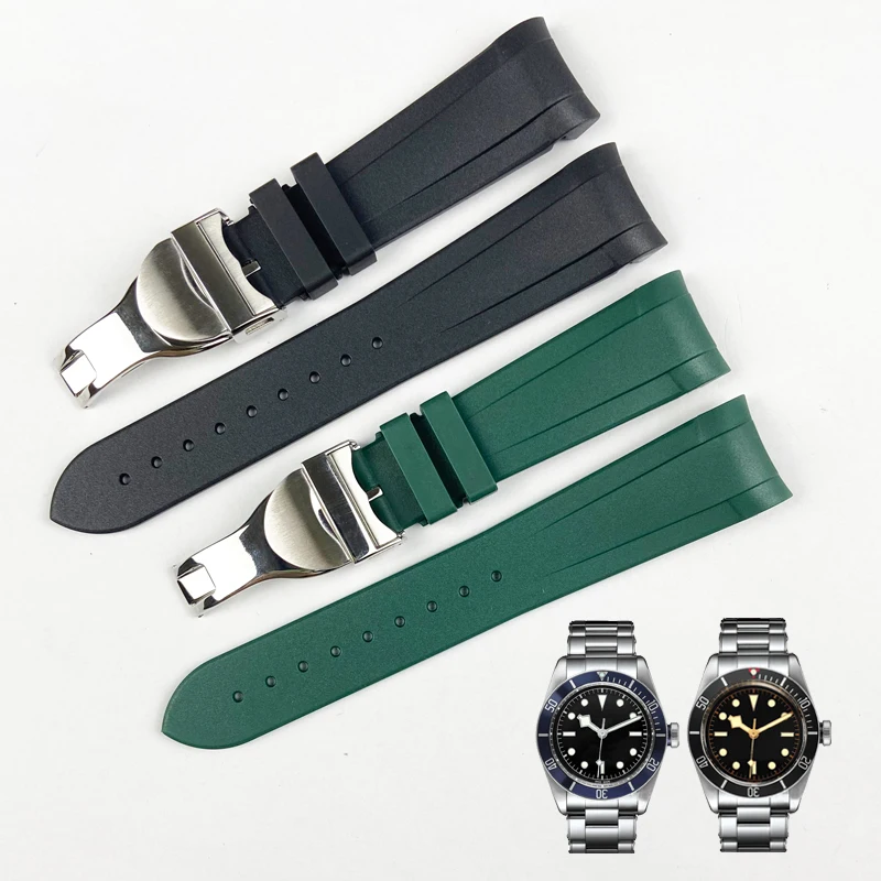 22mm Natural Rubber Silione Watch Band for Tudor Black Bay GMT Curved End Folding Buckle Black Blue Red Wrist Strap Bracelets
22mm Natural Rubber Silione Watch Band for Tudor Black Bay GMT Curved End Folding Buckle Black Blue Red Wrist Strap Bracelets