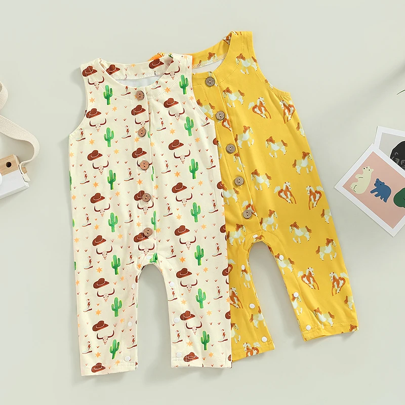Summer Baby Boys Girls Rompers Cartoon Animal Cactus Print Sleeveless Button Rompers Jumpsuits overalls for boy Clothing
Summer Baby Boys Girls Rompers Cartoon Animal Cactus Print Sleeveless Button Rompers Jumpsuits overalls for boy Clothing