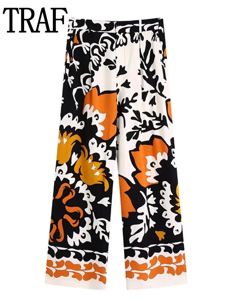 TRAF 2022 Women's Pants Wide Leg High Waist Pants For Women Print Wide Leg Trousers Spring Summer Baggy Vintage Pants Sets
TRAF 2022 Women's Pants Wide Leg High Waist Pants For Women Print Wide Leg Trousers Spring Summer Baggy Vintage Pants Sets