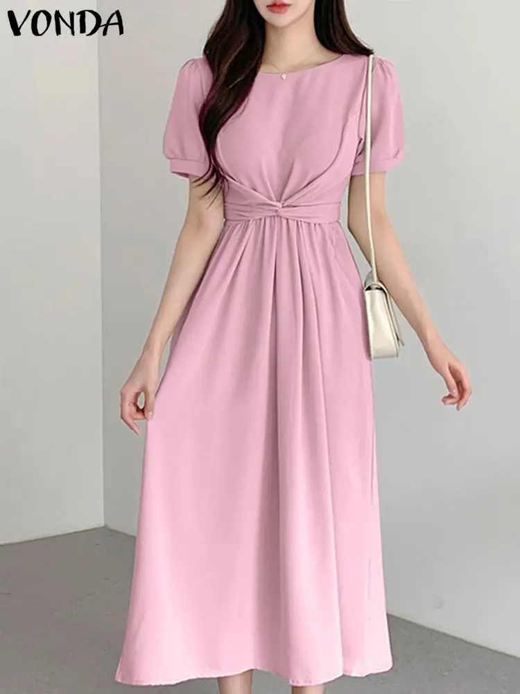VONDA Elegant Women Solid Color Dress 2023 Summer Short Sleeve Pleated Party Midi Vestidos Casual Loose Belted Beach Vestidos
VONDA Elegant Women Solid Color Dress 2023 Summer Short Sleeve Pleated Party Midi Vestidos Casual Loose Belted Beach Vestidos