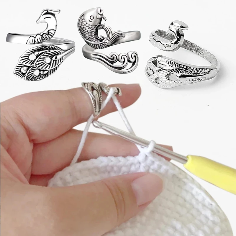 

Thimble Yarn Guides Adjustable Open Knitting Crochet Loop Shape Ring Finger Wear Fingering Tools Knitted Accessories DIY Multi