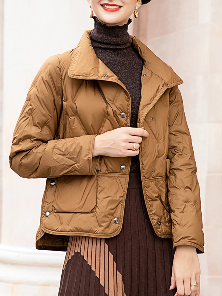 Fitaylor New Spring Autumn Women Warm Ultra Light White Duck Down Coat Stand Collar Single Breasted Female Loose Parka Outwear 
Fitaylor New Spring Autumn Women Warm Ultra Light White Duck Down Coat Stand Collar Single Breasted Female Loose Parka Outwear