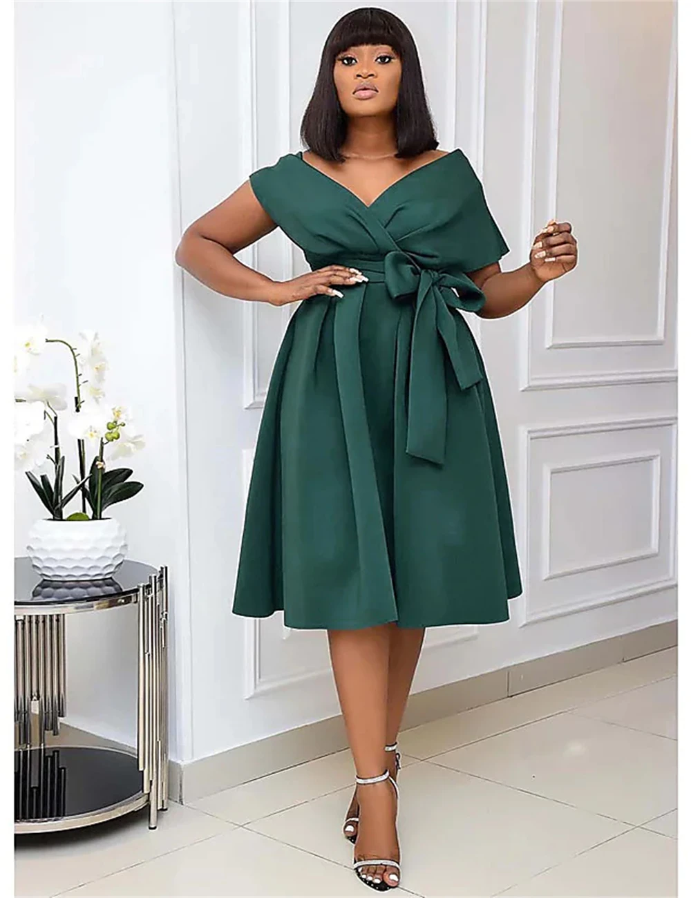 Simple Cocktail Dresses for Black Girls Simple Party Wear V Neck Short Sleeve A-Line Knee Length Cotton with Bows Customized
Simple Cocktail Dresses for Black Girls Simple Party Wear V Neck Short Sleeve A-Line Knee Length Cotton with Bows Customized