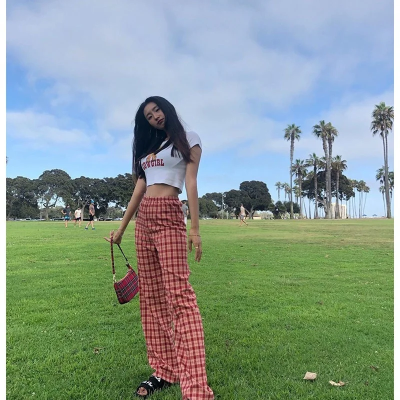 High Waist Plaid Casual Pants Korean Style Y2k Bottoms Straight Long Pants All-Match Streetwear Pants Pantalones 2021 Women New
High Waist Plaid Casual Pants Korean Style Y2k Bottoms Straight Long Pants All-Match Streetwear Pants Pantalones 2021 Women New