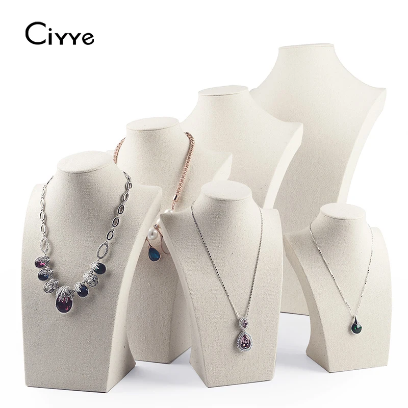 Ciyye Linen Off-white Necklace Display Bust Pendant Mannequin Jewelry Display Stand Jewelry Organizer Rack for Shop Showcase
Ciyye Linen Off-white Necklace Display Bust Pendant Mannequin Jewelry Display Stand Jewelry Organizer Rack for Shop Showcase