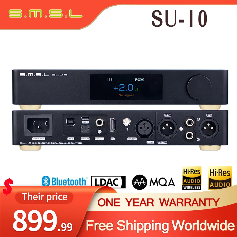 SMSL SU10 Digital Decoder Dac Audio Hifi Dual Es9038pro MQA USB Music 32bit 768khz DSD512 Bluetooth To Anologe Converter su-10
SMSL SU10 Digital Decoder Dac Audio Hifi Dual Es9038pro MQA USB Music 32bit 768khz DSD512 Bluetooth To Anologe Converter su-10