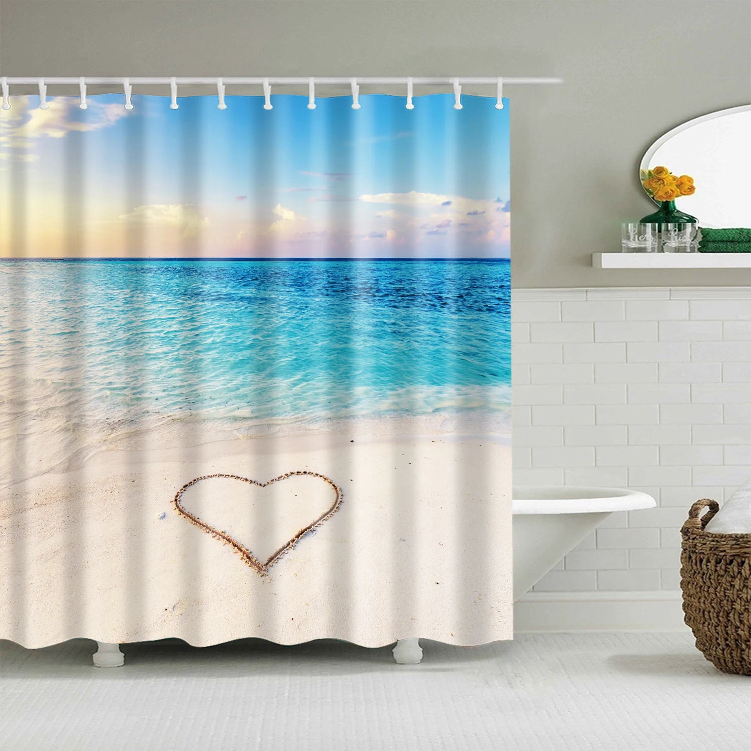 Beautiful Scenic Landscape Seaside Beach Bathroom Shower Curtain Bath Curtain Waterproof Polyester with Hooks
Beautiful Scenic Landscape Seaside Beach Bathroom Shower Curtain Bath Curtain Waterproof Polyester with Hooks