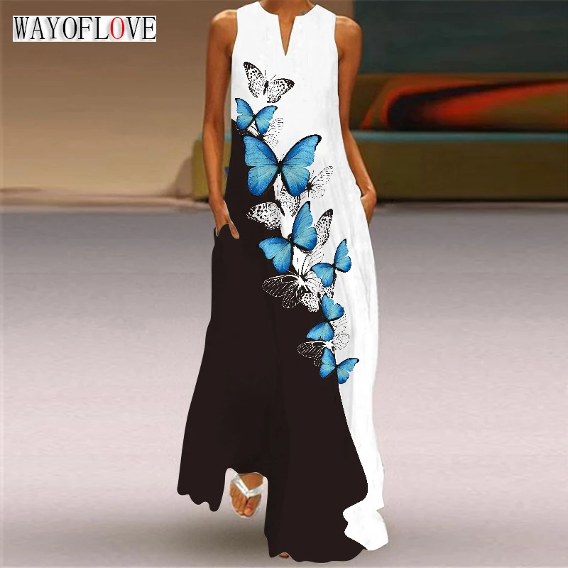 WAYOFLOVE Lady Spring Summer Long Dress White Sleeveless Loose Butterfly Print Dresses For Women 2023 Casual Beach Women's Dress
WAYOFLOVE Lady Spring Summer Long Dress White Sleeveless Loose Butterfly Print Dresses For Women 2023 Casual Beach Women's Dress