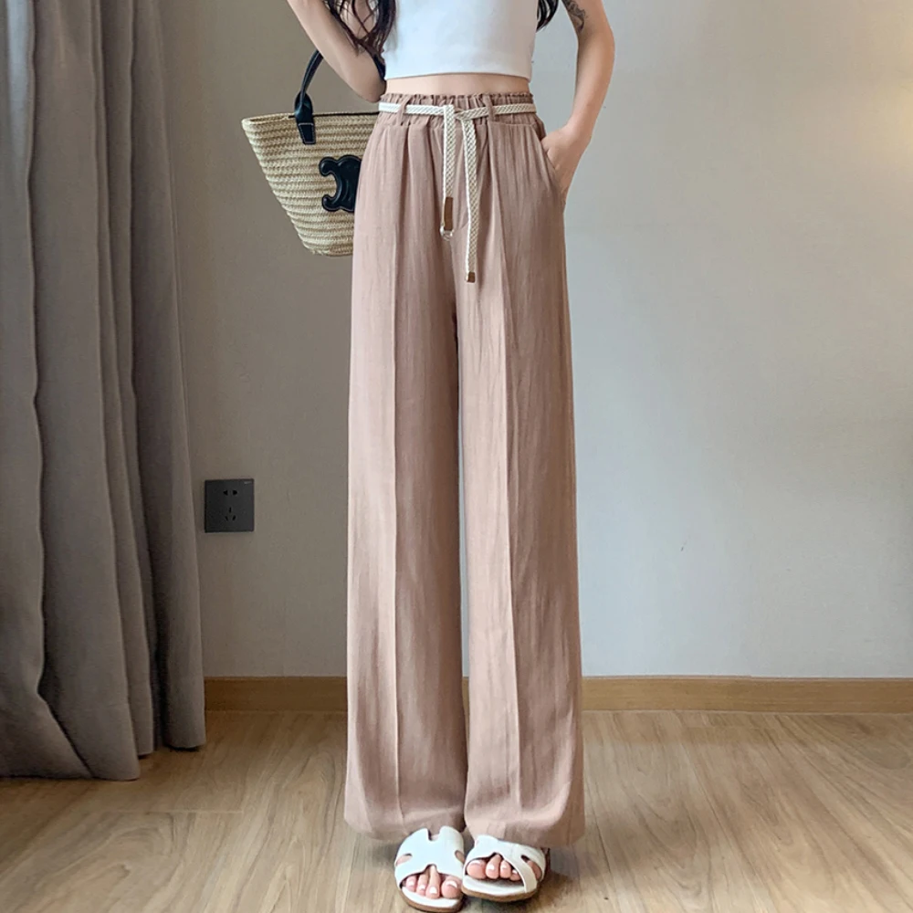 Women's Cotton And Linen Wide Leg Pants Casual High Waist Loose Straight Trousers With Chic Belt Vintage Summer Female Pants
Women's Cotton And Linen Wide Leg Pants Casual High Waist Loose Straight Trousers With Chic Belt Vintage Summer Female Pants