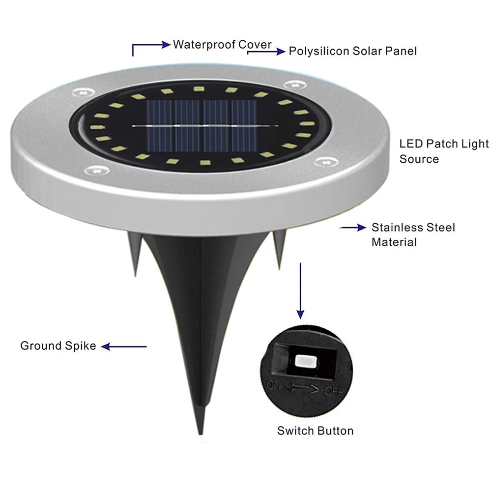 1pcs Solar Powered Ground Light Waterproof Garden Pathway Deck Solar Lights 20LED Deck Lights Stainless Steel Garden Lawn Lights
1pcs Solar Powered Ground Light Waterproof Garden Pathway Deck Solar Lights 20LED Deck Lights Stainless Steel Garden Lawn Lights