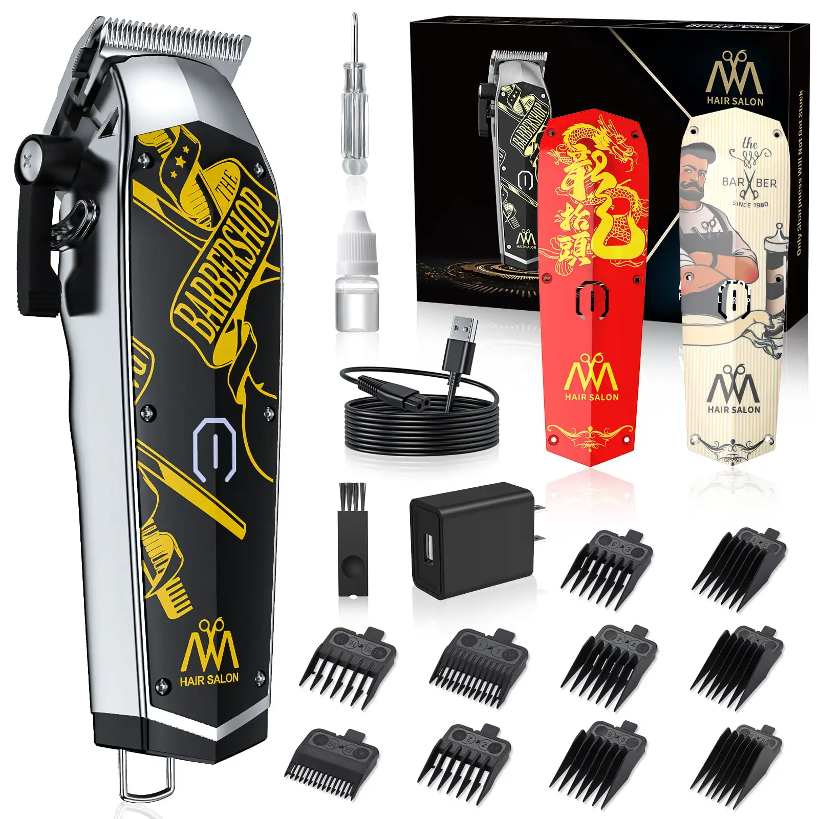 Men’s Hair Clipper Professional Hair Trimmer Barber Clipper Set Beard Trimmer Cordless Hair Cutting Grooming Kit USB Rechargea
Men’s Hair Clipper Professional Hair Trimmer Barber Clipper Set Beard Trimmer Cordless Hair Cutting Grooming Kit USB Rechargea