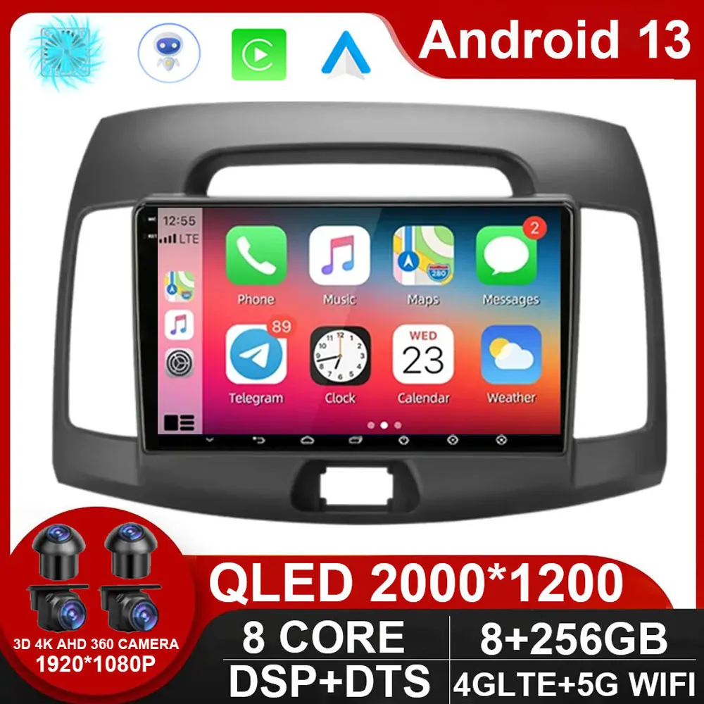 Для Hyundai Elantra 4 HD 2006-2012 4G Android 14 Автомобильный стерео радио Мультимедийный