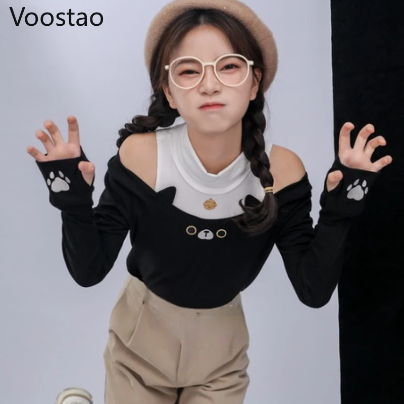 Spring Autumn Sweet Basic T-Shirts Women Kawaii Cartoon Cat Embroidery Tops Girls Japanese Cute Off Shoulder Long Sleeve Tees
Spring Autumn Sweet Basic T-Shirts Women Kawaii Cartoon Cat Embroidery Tops Girls Japanese Cute Off Shoulder Long Sleeve Tees