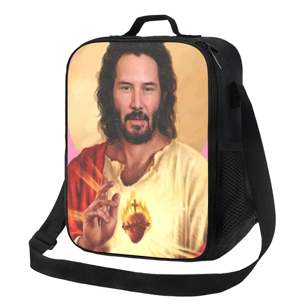 

Изолированная сумка для обеда Saint Keanu reорит для женщин мем Иисус Джон фитиль термальный охладитель обед тоут пляжный Кемпинг путешествия